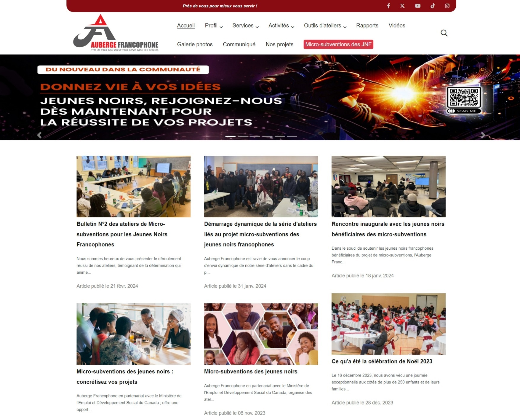 Développement du site web d'Auberge Francophone